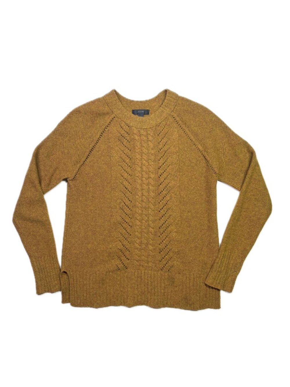 J. Crew Size XXS Wool Pointelle Cable Sweater Brown Pullover B5916